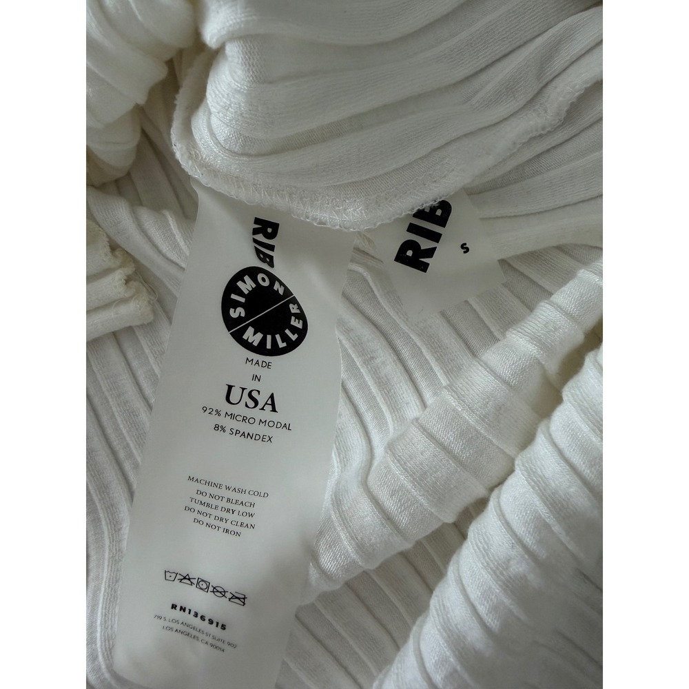 Simon Miller Aukai Tank Top Womens White Ribbed Crew Neck Side Slit Small - Picture 5 of 7